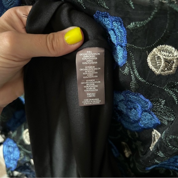 Calvin Klein Blue Ruffled Tiered Fit Bell Sleeve Formal, Cocktail Feminine Dress - Picture 8 of 14